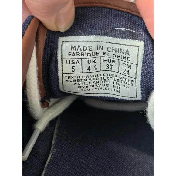 POLO Ralph Lauren Vaughn Men's Shoes Size 5 EU 37 Navy Blue Canvas Boat Sneakers - Picture 10 of 12